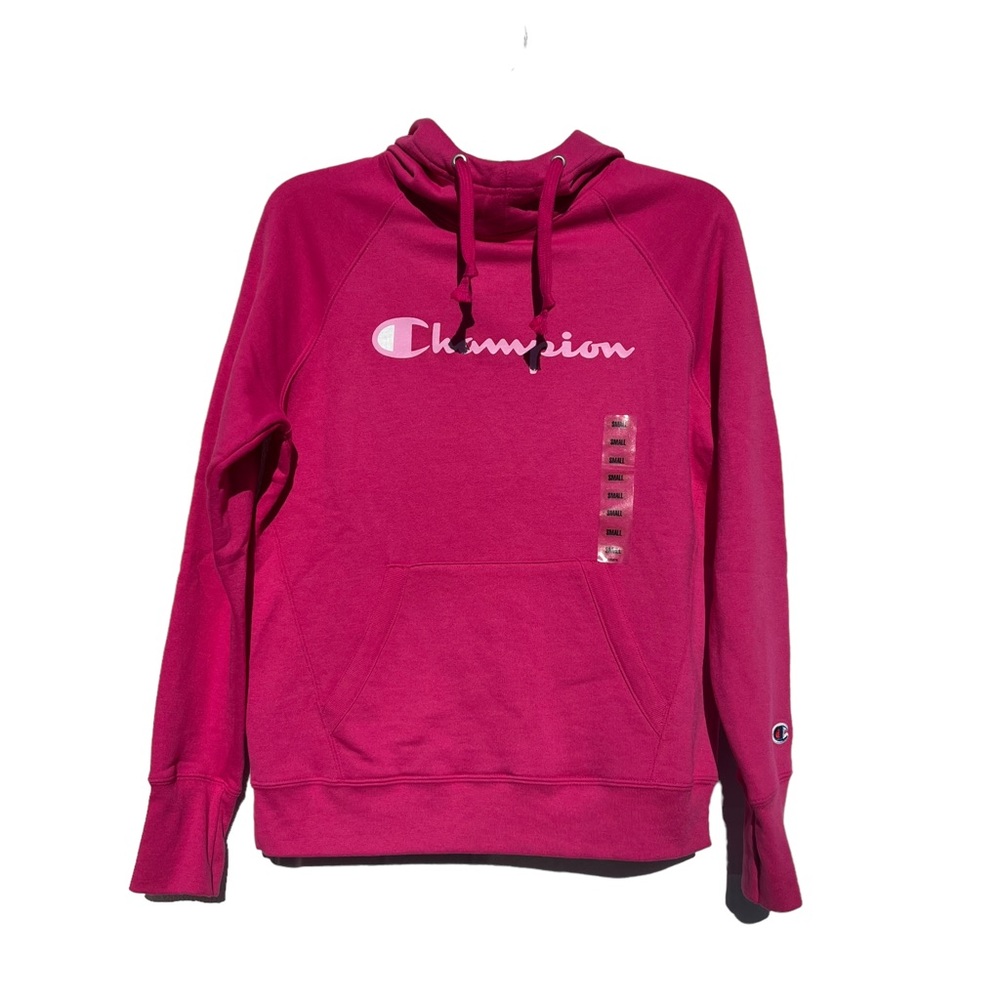 Champion Powerblend Women’s S Bright Pink Graphic Poly/Cotton Drawstring Hoodie‎